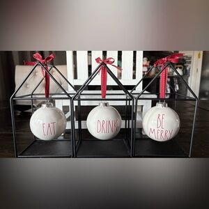 Rae Dunn Holiday Ornament Set with Red Accents